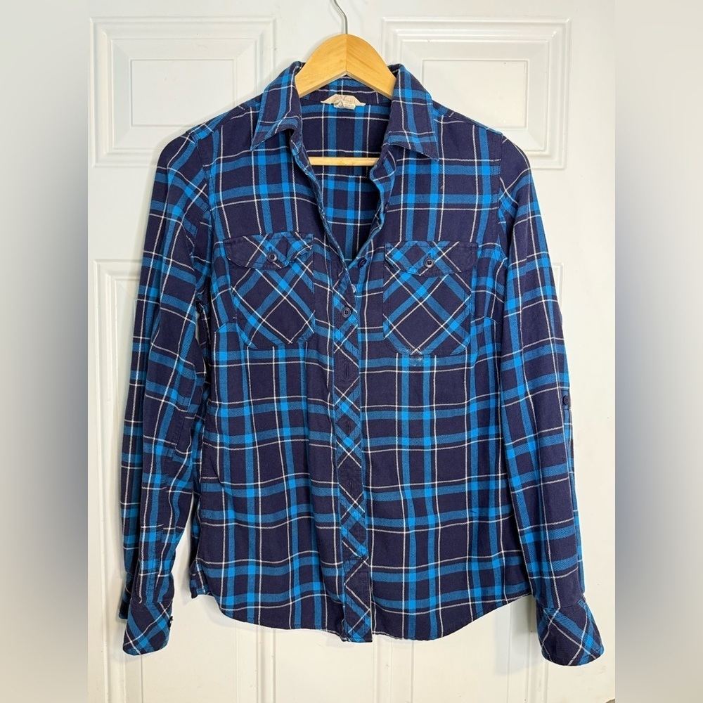 Duluth Trading Co Blue Plaid Women's Blouse